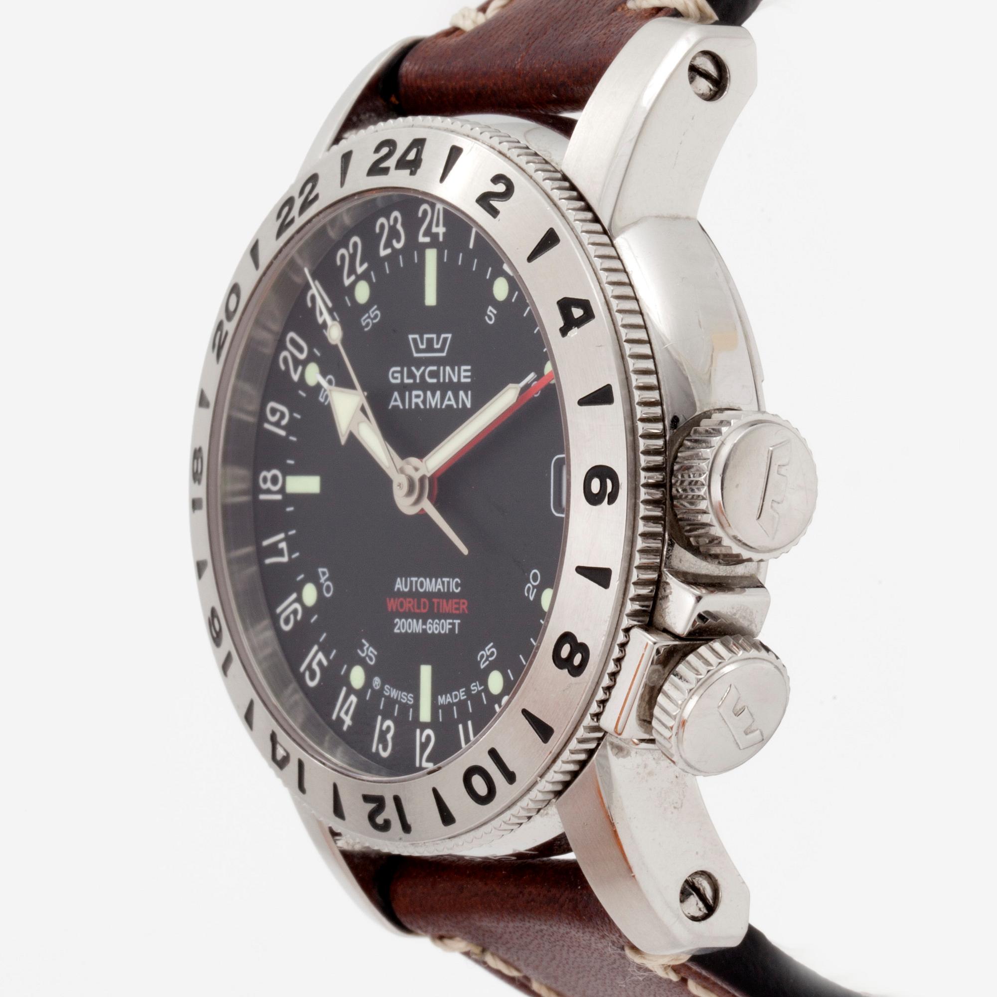 GLYCINE, Airman, World Timer (200M-660FT), wristwatch, 46 mm,