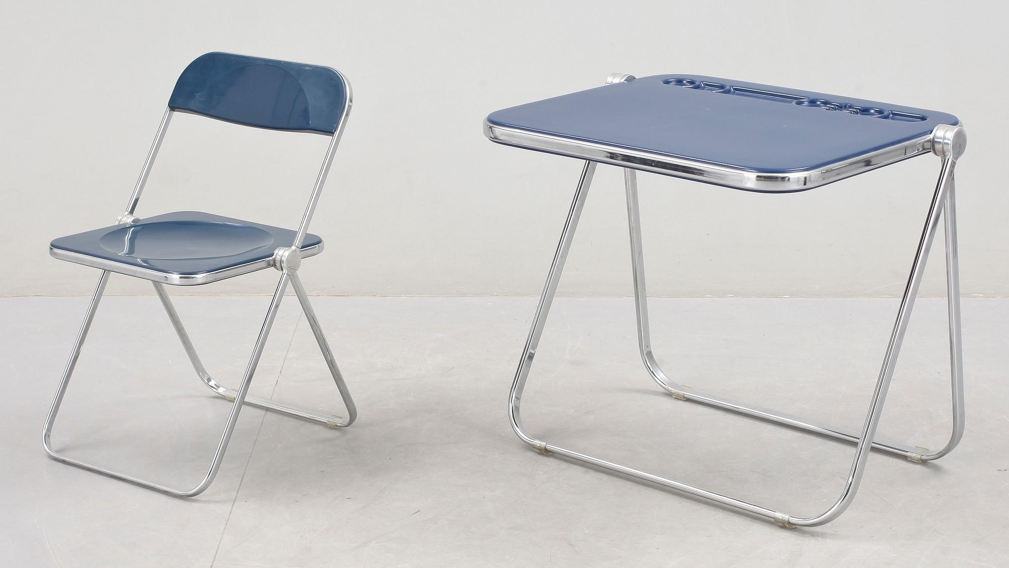 FÄLLSTOL samt BORD, "Plia", Giancarlo Piretti för Castelli, Italien, 1960/70-tal.