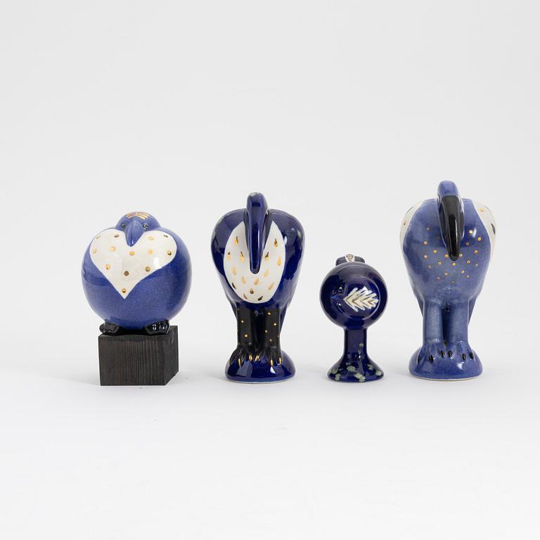 Lisa Larson, a set of four stoneware sculptures from the 'Fenix'-series, K-Studion, Gustavsberg.