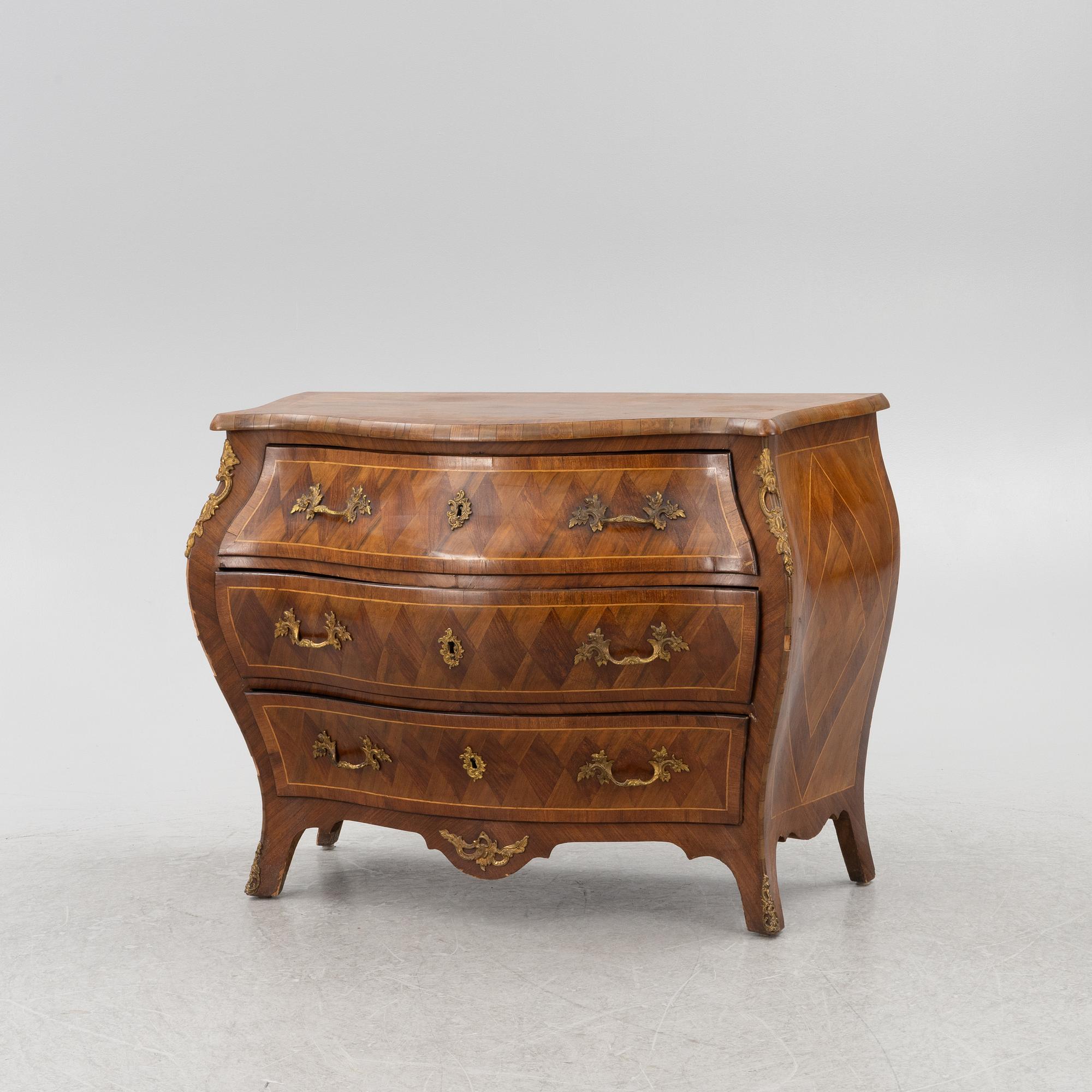 A Rococo chest of drawers, 18th century.