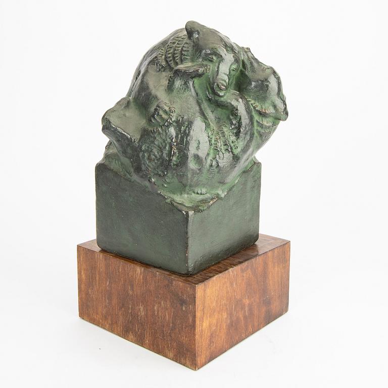 Carl Fagerberg, skulptur, signerad, patinerad gips.
