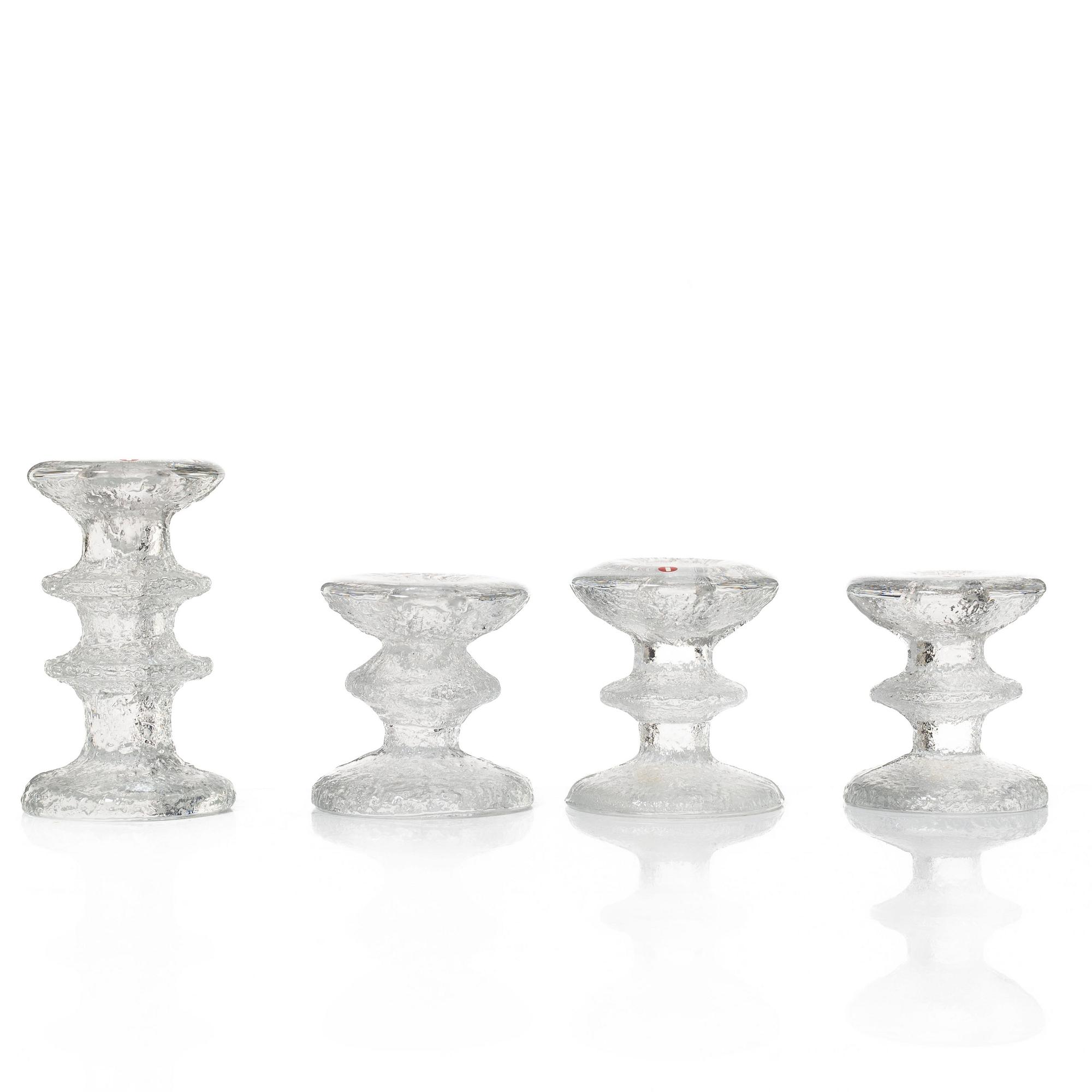 Timo Sarpaneva, a set of nine glass candleholders, "Festivo", Iittala.