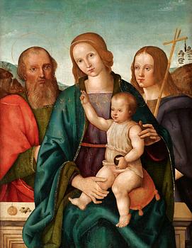 276. Pietro Perugino (Cristoforo) Hans krets, Den heliga familjen med Johannes Döparen.