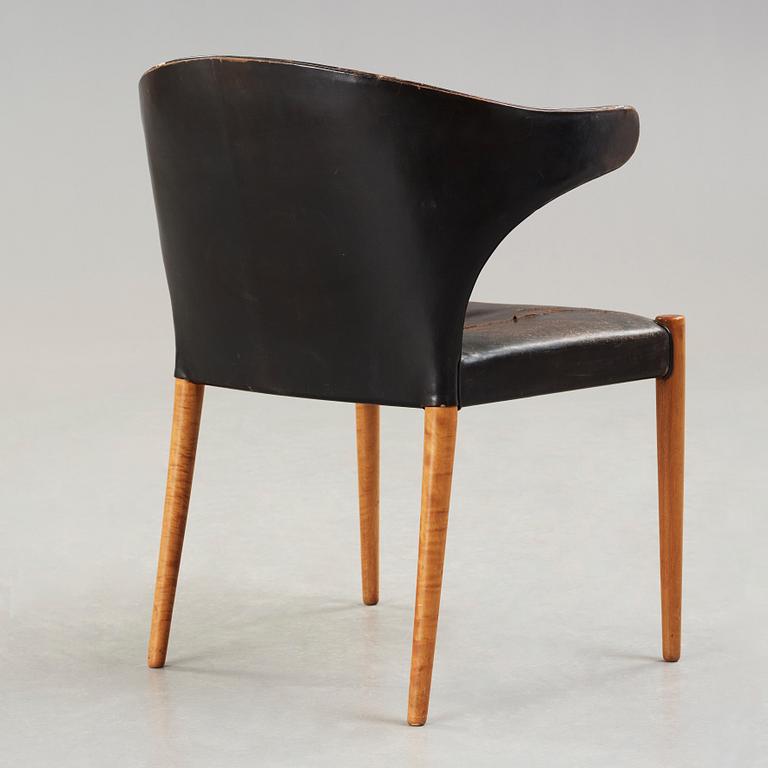 Jacob Kjaer, A Jacob Kjaer mahogany and black leather 'B 47' armchair, Denmark 1954.