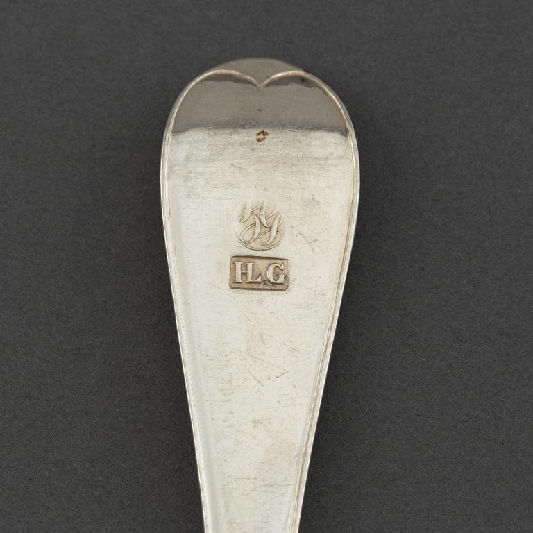 A set of six Swedish 19th century silver spoons, mark of Gustaf Otto Sjöberg, Falun 1810.