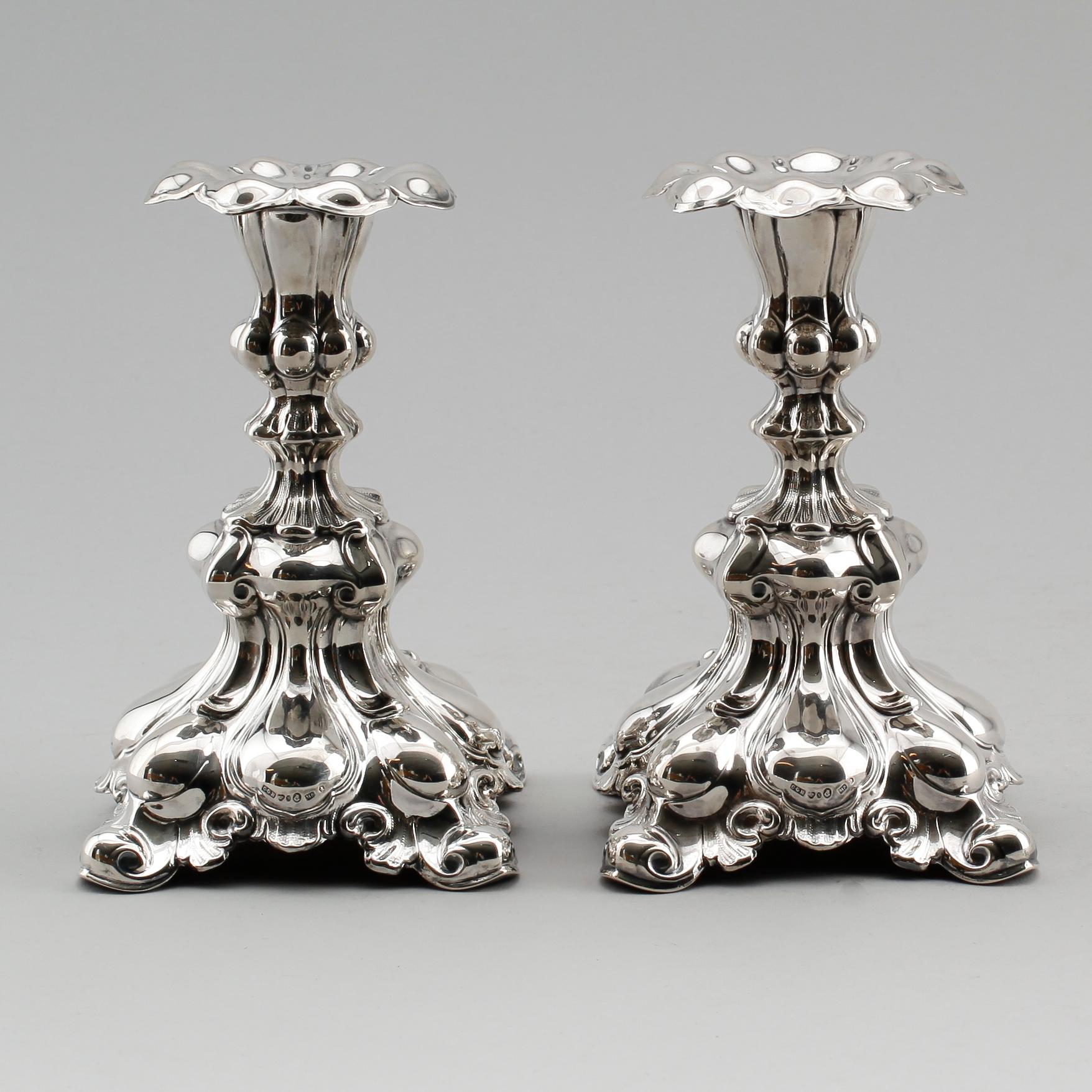 LJUSSTAKAR, 1 par, silver, CG Hallberg, Stockholm 1938.