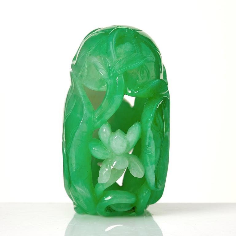 A Chinese coloured jadeit sculpture, 20th Century.