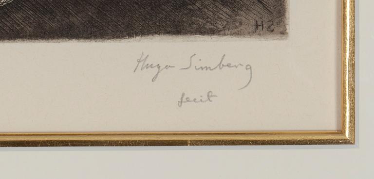 HUGO SIMBERG, etsning, sign. fecit.