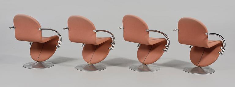 STOLAR, 4 st, Verner Panton för Fritz Hansen, "System 1-2-3", 1970-tal.