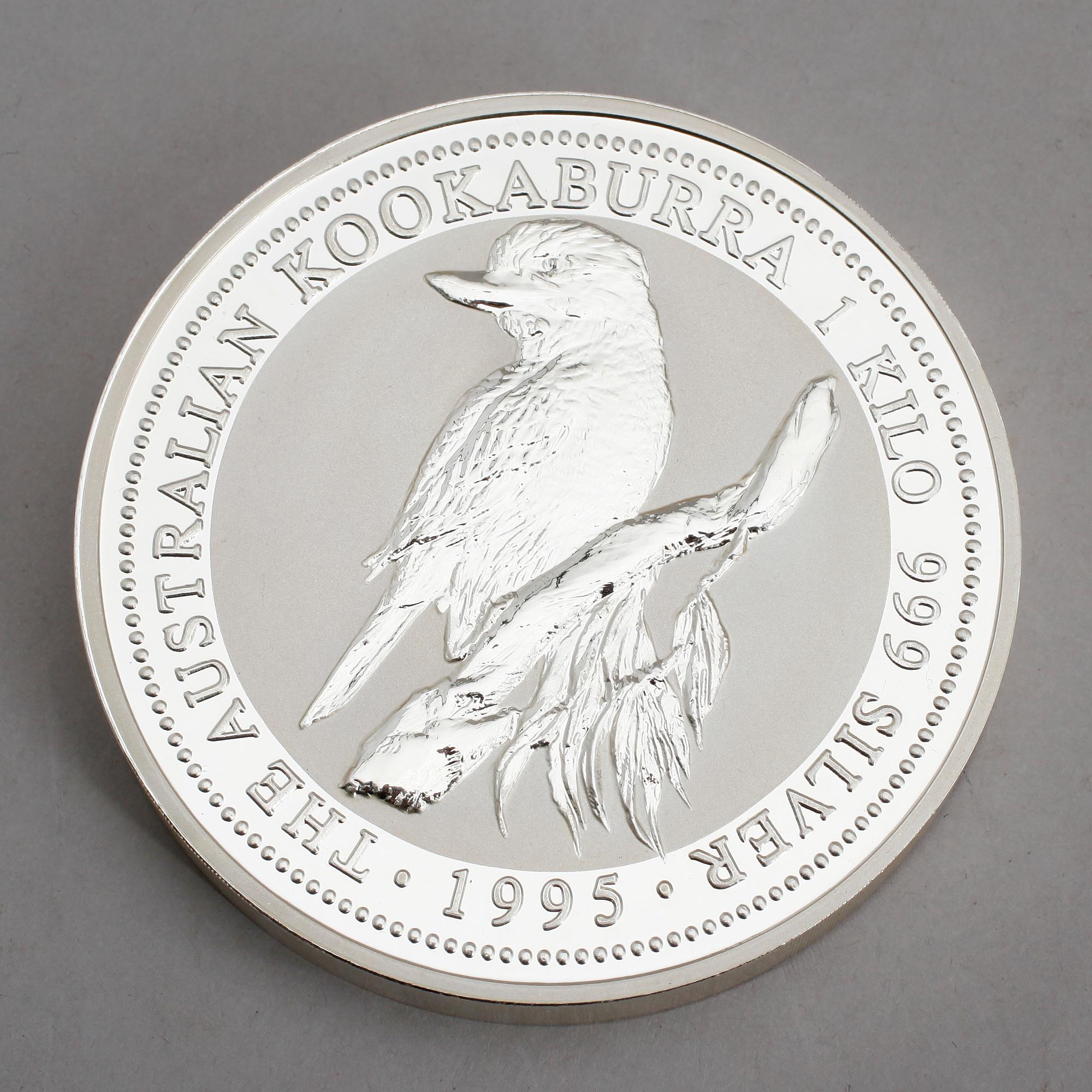 SILVERMYNT, 30 dollars, Elizabeth II, Australien, 1995. Vikt 1 kg.