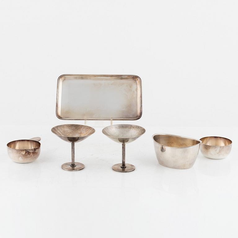 Jacob Ängman among others, a set of silver plated and white metal items, 1930's.