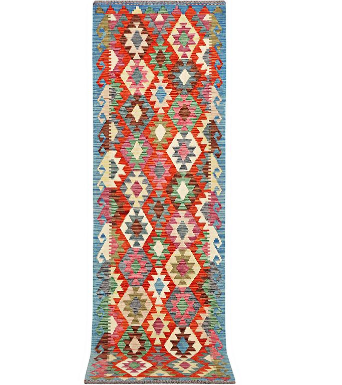 A runner carpet, Kilim, c. 292 x 82 cm.