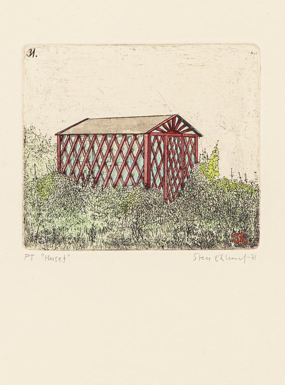 Sten Eklund, "Ett av husen vid 4 på bild 3" ur "Kullahusets hemlighet".