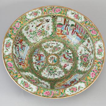 A very large famille rose Canton punch bowl, Qing dynasty, late 19th century.