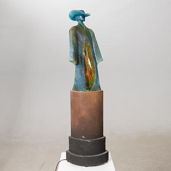 Kjell Engman, "Man in Trenchcoat", unique sculpture, from the series "Catwalk", cast glass, Kosta Boda.