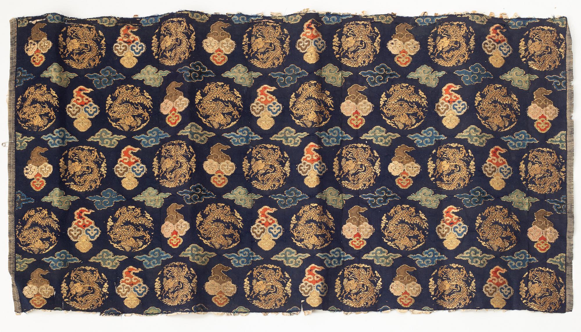 A Chinese silk fragment, Qing dynasty, 18/19th century.