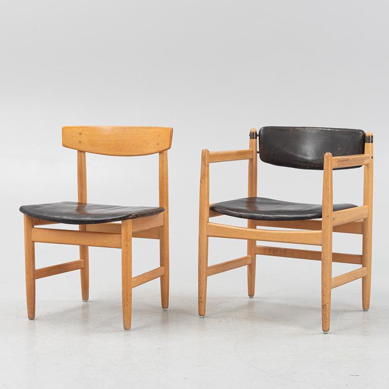 Børge Mogensen, an armchair and chair, Carl Andersson & Söner, second half of the 20th century.