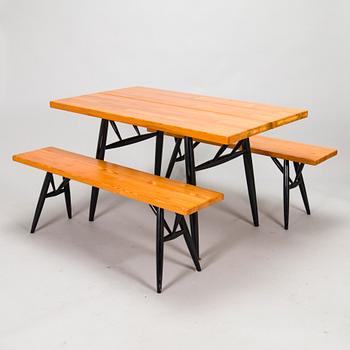 Ilmari Tapiovaara, a 1960s/70s three-piece 'Pirkka' dining set for Laukaan Puu.