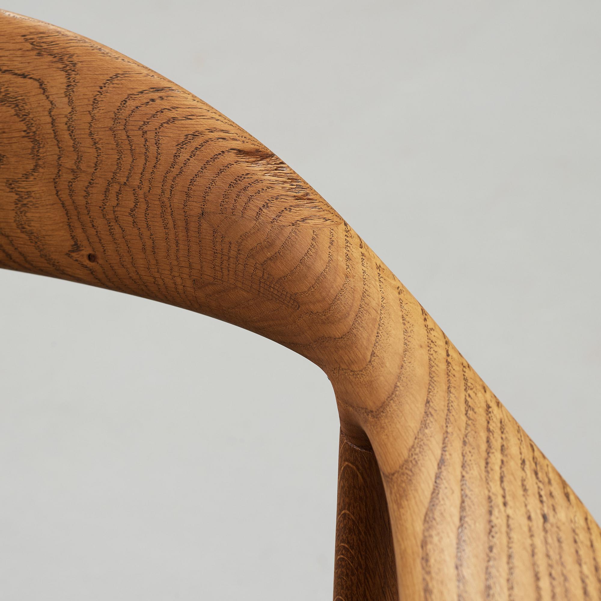 A set of six Hans J Wegner oak 'The Chair', Johannes Hansen, Denmark.