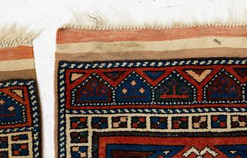 A pair, semi-antique rug, Döşemealtı, Antalya region, Turkey, ca 75 x 77 cm.