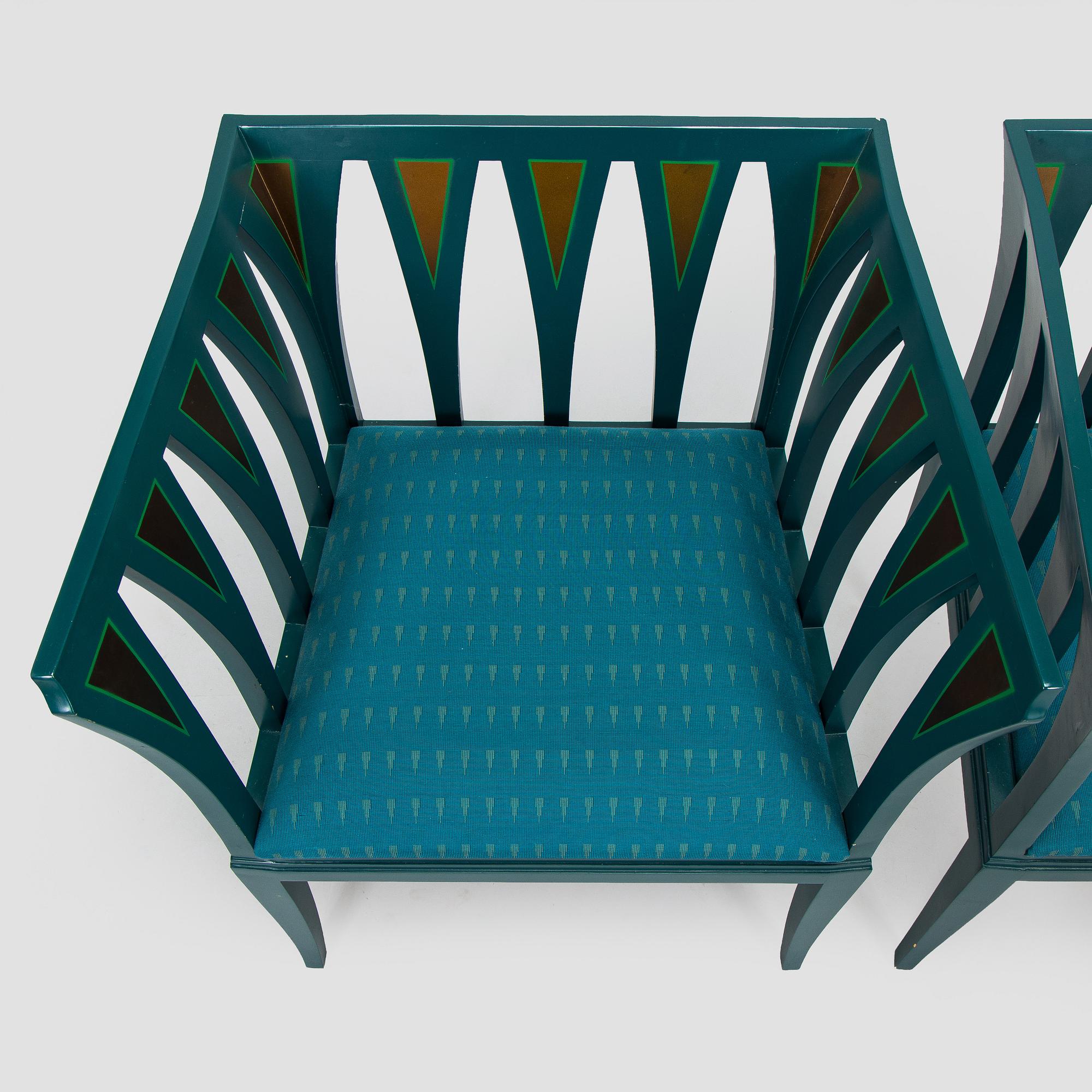 Eliel Saarinen, Fåtöljer, ett par och bord, "Blue suite" för Adelta, Finland 1980-tal.