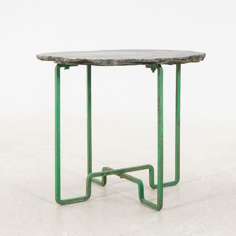 Carl Hörvik, a 1930s slate garden table nr 7 Produced by Grythyttan Stålmöbler & Skifferverket.