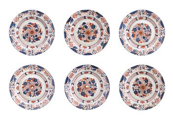 TALLRIKAR, 6 st, porslin, Kina 1800-tal.