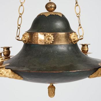 A Swedish Empire 19th century four-light hanging-lamp.