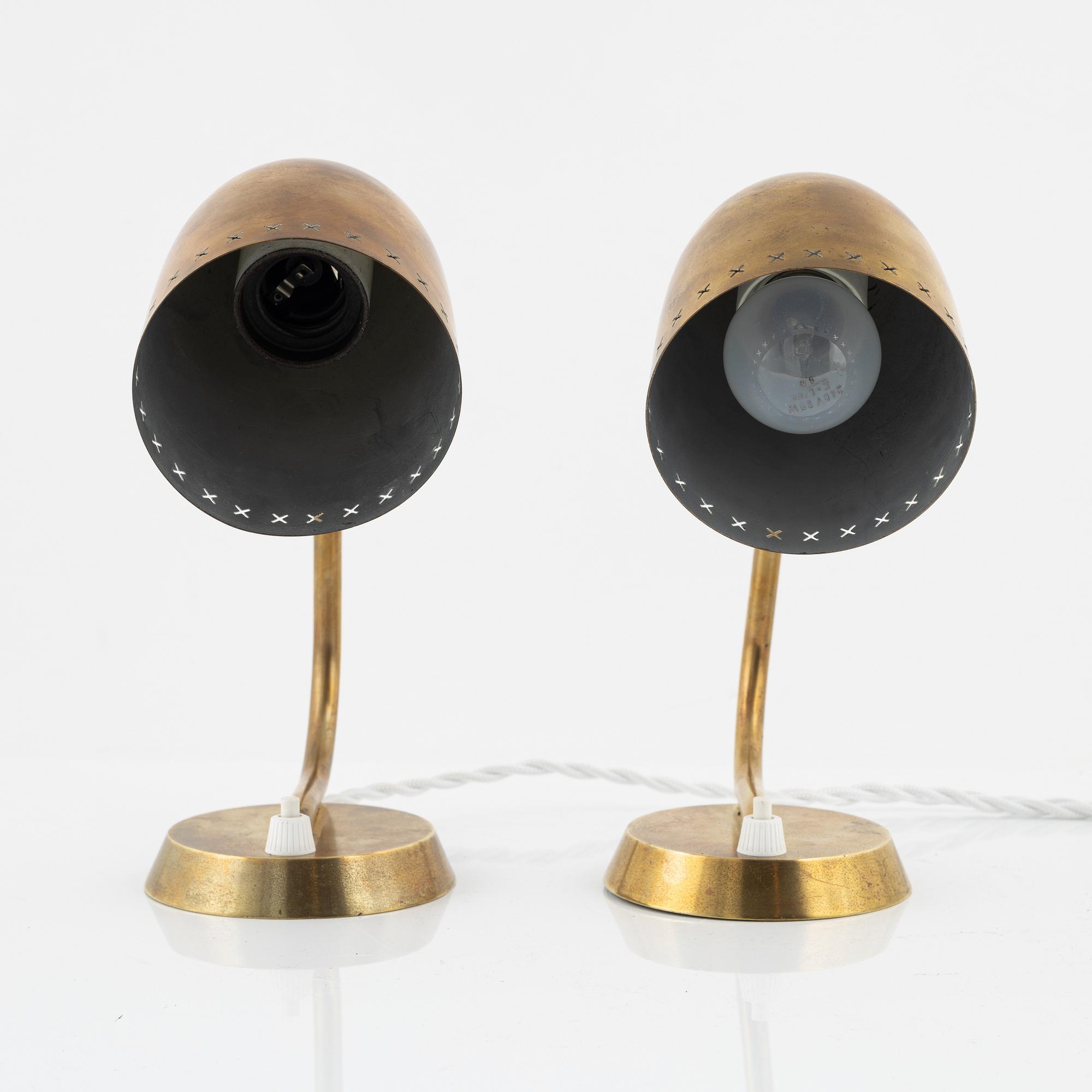 Bordslampor/vägglampor, ett par, Swedish Modern, 1940-tal.