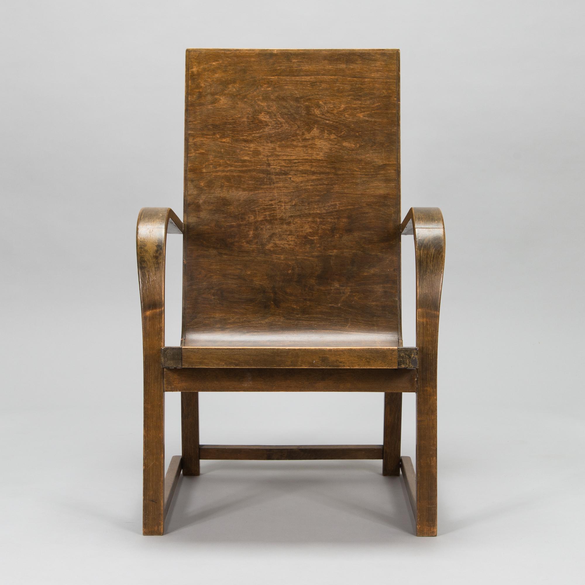Werner West, nojatuoli, malli 8506, Oy Stockmann Ab, Keravan Puusepäntehdas,1930-luku.