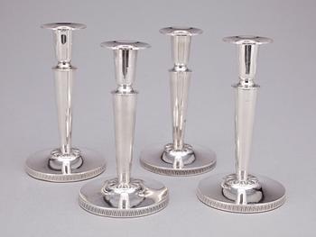 LJUSSTAKAR, 2 par, silver, empirstil, bl a Ceson Guldvaru AB, Göteborg, 1900-tal.