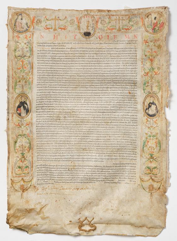 Document on vellum, Rome, 1586.