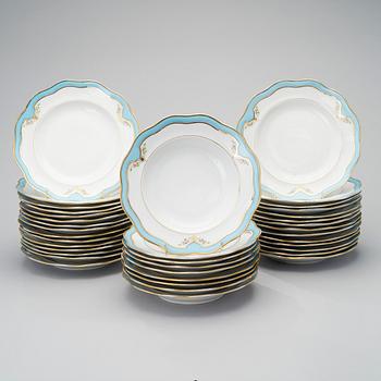 A 19th CENTURY PORCELAIN DINNER SERVICE, 53 pcs, Central Europe.