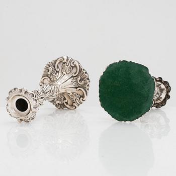 Gustaf Dahlgren, ljusstakar, ett par, silver, Malmö, 1883. Nyrokoko.