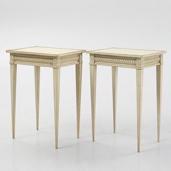 A pair of painted late Gustavavian style side tables, early 20th Century.