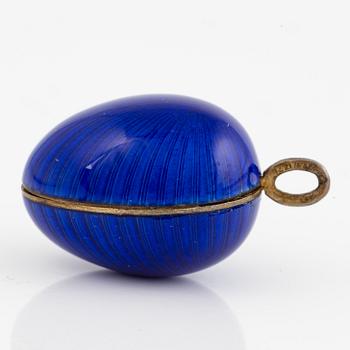 Egg, pendant, A. Tillander, silver and blue enamel, Finland 1977.