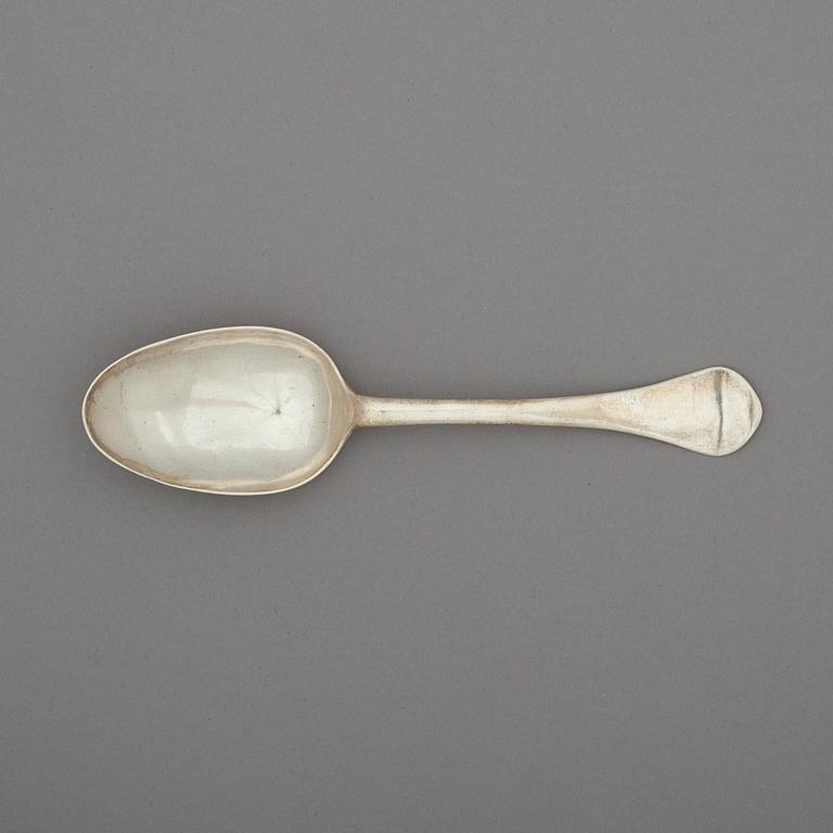 A Swedish early 18th century silver spoon, marks of Herman Hermansson, Göteborg 1705.