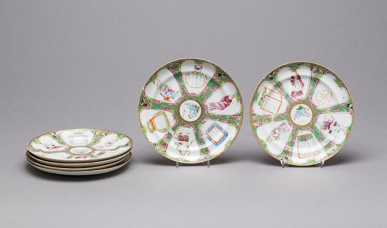 TALLRIKAR, 6 st, porslin, Kina, 1800-tal.