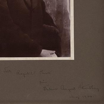 AUGUST STRINDBERG (1849-1912), photo from 1899 Herman Andersson, with Strindbergs inscription dated maj 1900.