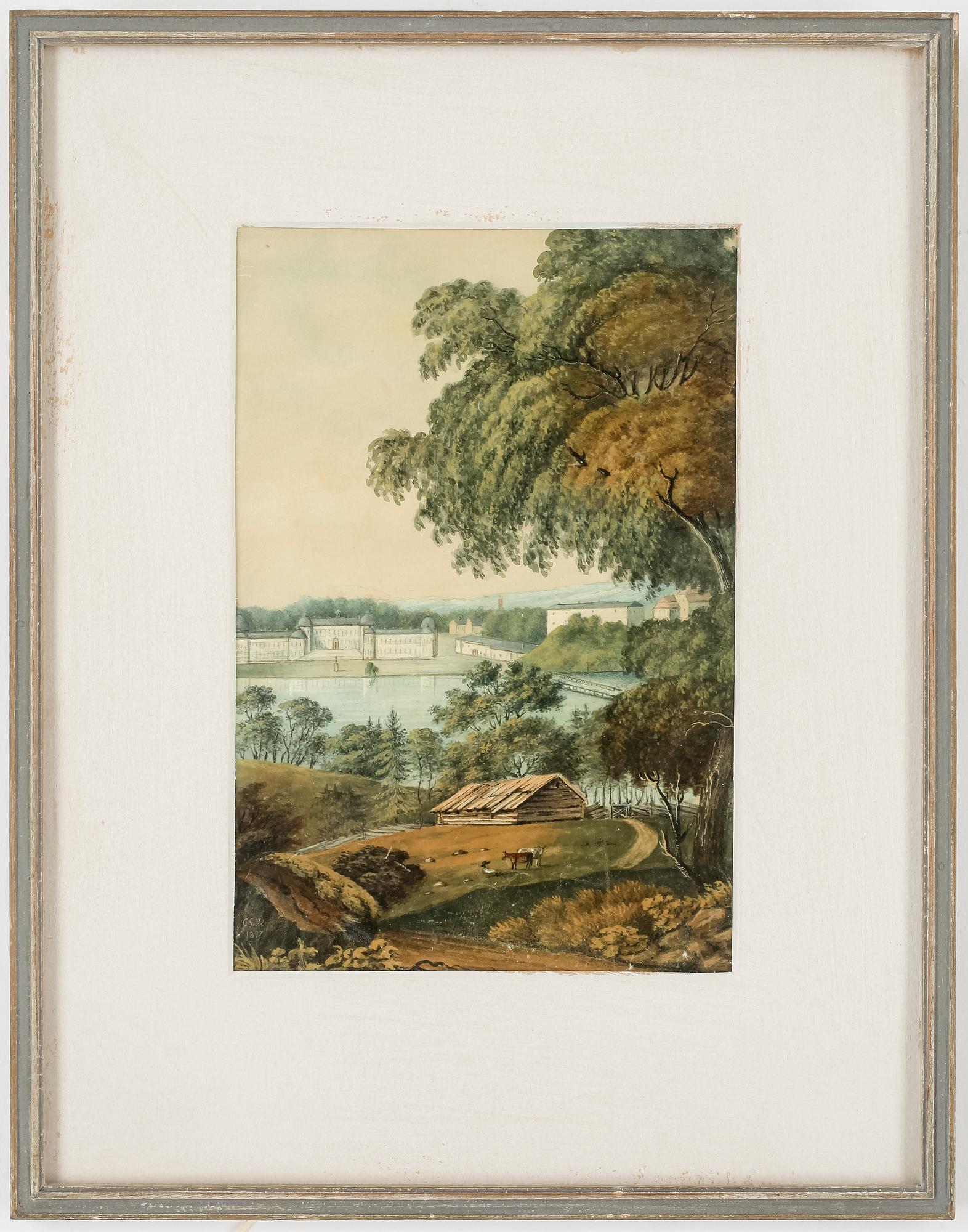 CARL GUSTAF ULFSPARRE AF BROXVIK, Akvareller/Gouacher, 4 st, en signerad CGU och daterad 1847.