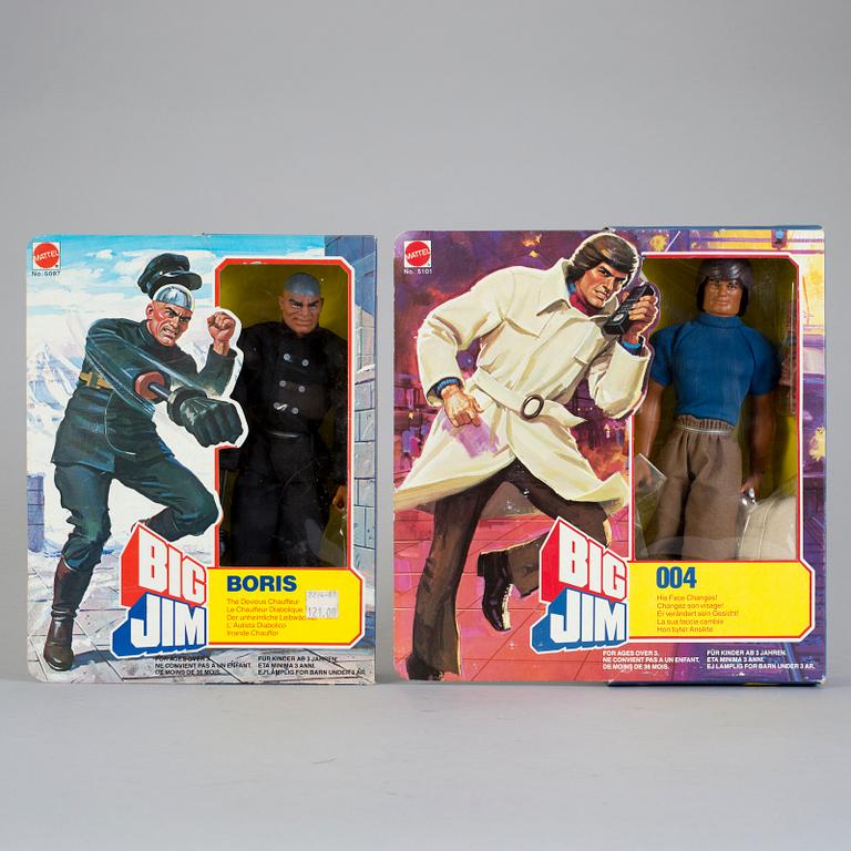 BIG JIM, Boris och 004 i förpackningar, Mattel, 1981.