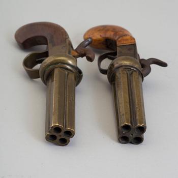 2 Swedish end of the 19th century brass percussion revolvers.