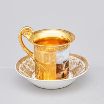 A German topographical cup with stand, 19th Century.