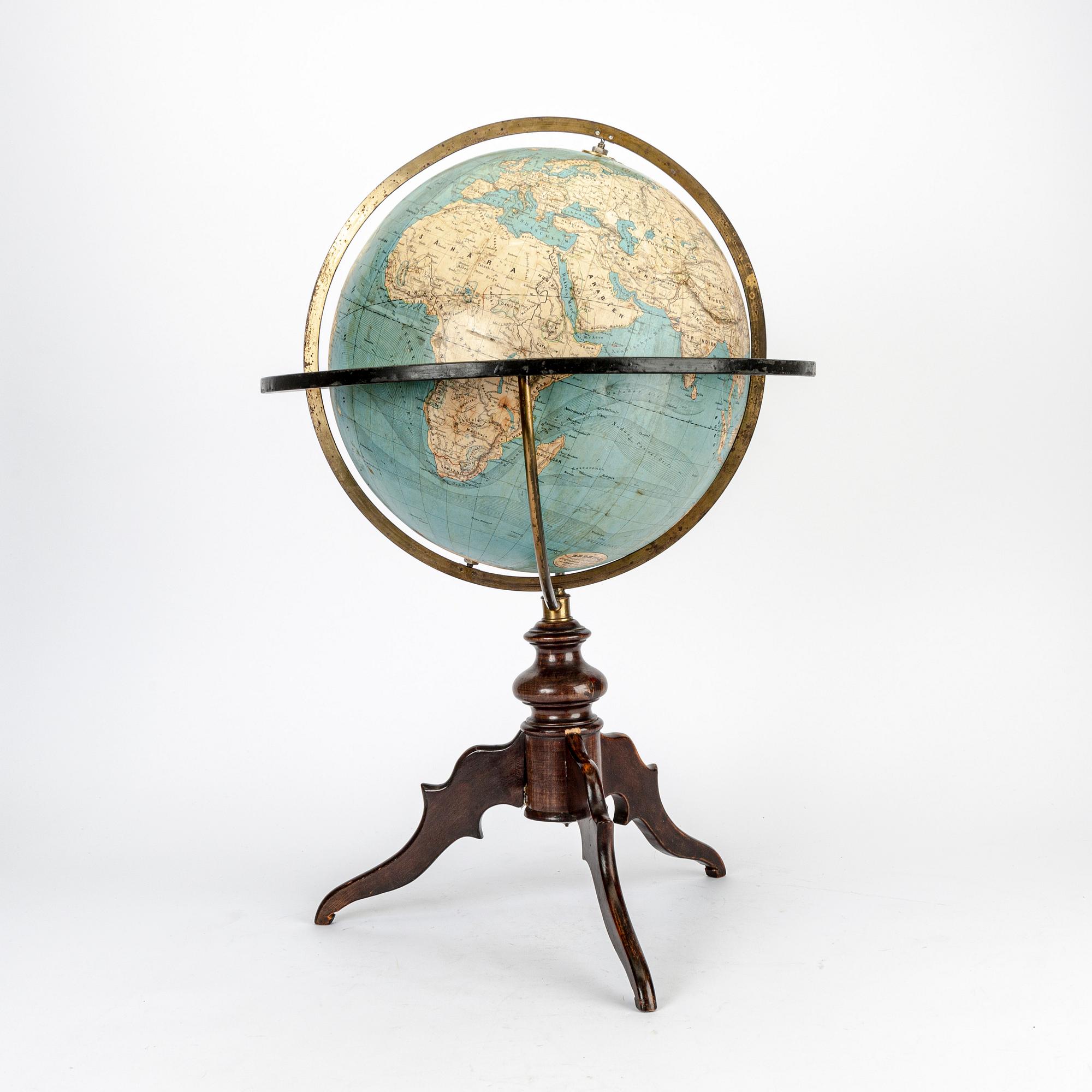 Jordglob "Erdkugel" Ernst Schotte Tyskland omkring 1900.