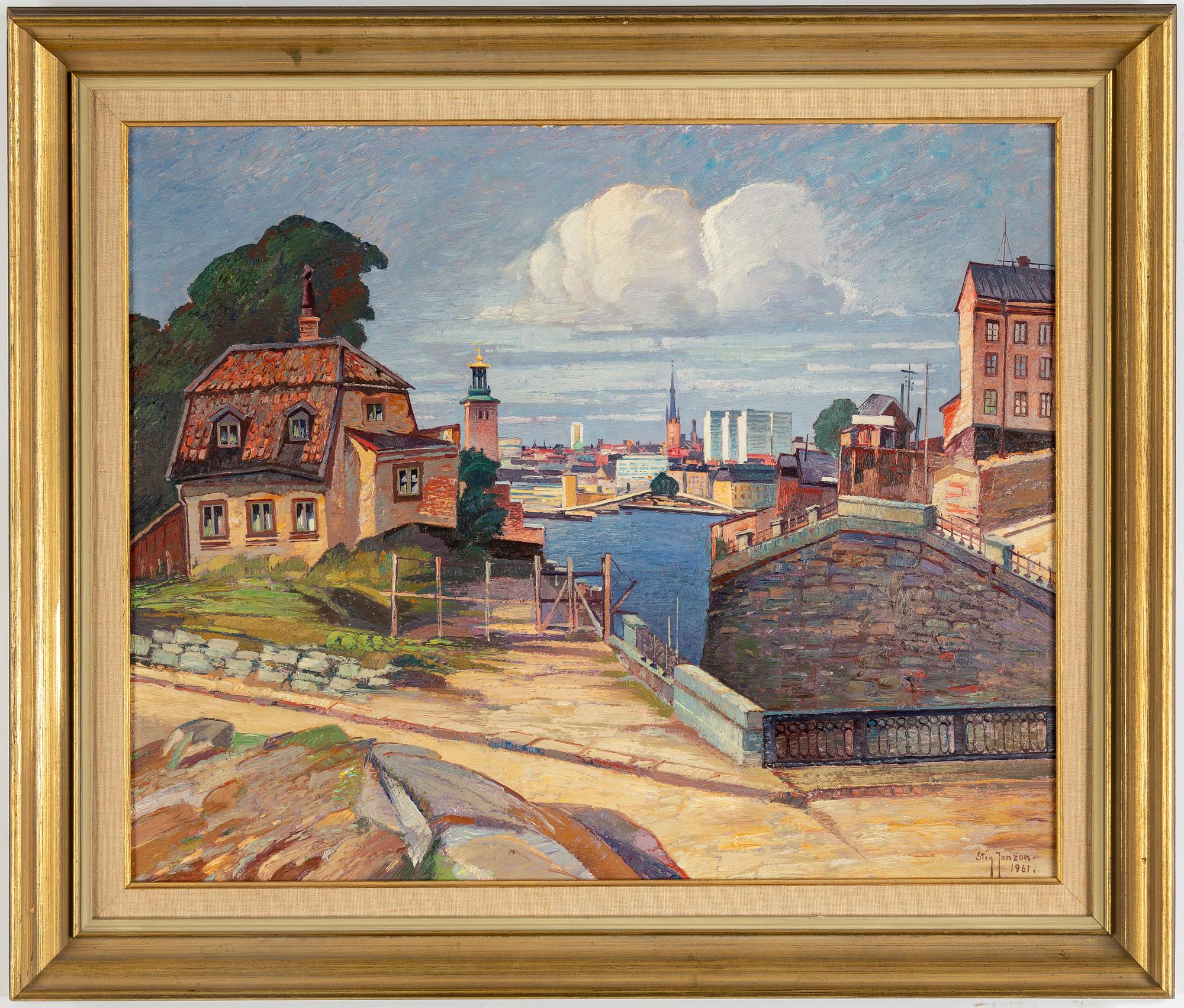 Stig Jonzon, oil on panel, signed and dated 1961.