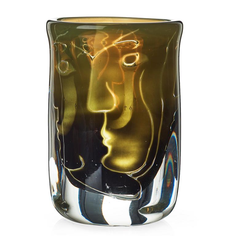 Ingeborg Lundin, An Ingeborg Lundin ariel vase 'Faces', Orrefors, Sweden 1974.