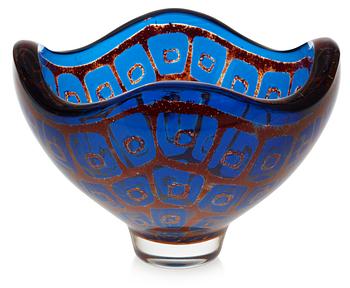 A Sven Palmqvist Ravenna glass bowl, Orrefors 1987.