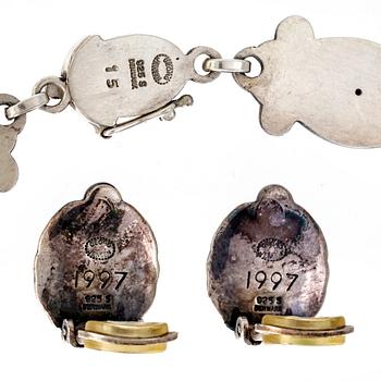 Georg Jensen, halsband och örhängen ett par silver design nr 15.