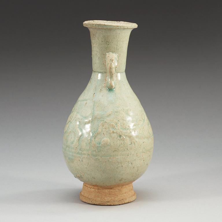 A celadon glazed vase, Yuan dynasty (1271-1368).