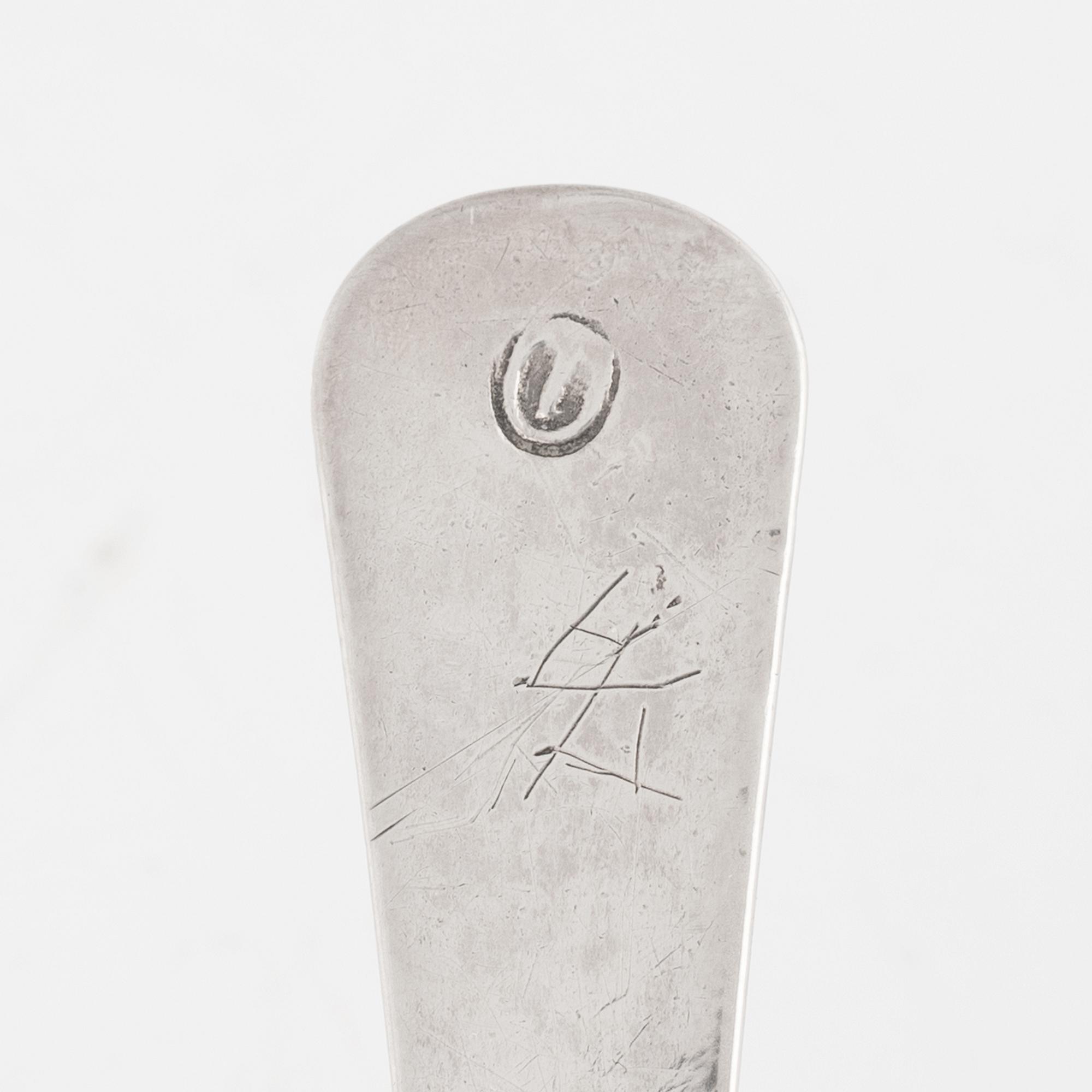 Oluf Jörgensen, sked, silver, (verksam i Bergen 1650-1700).
